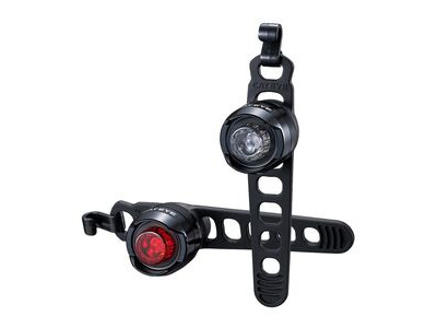 Cateye Orb Rechargeable Front &amp; Rear Light Set: Polished Black