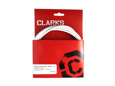 Clarks Universal S/S Front &amp; Rear Brake Cable Kit W/P2 White Outer Casing