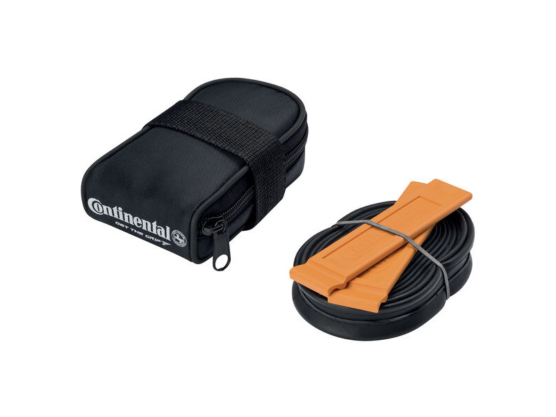 Continental Road Saddle Bag With Race 700 X 20-25 Presta 48mm Valve Tube And 2 Tyre Levers: Black click to zoom image