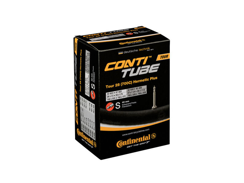 Continental Tour Tube Hermetic Plus - Presta 42mm Valve: Black 26x1.3-1.75" click to zoom image